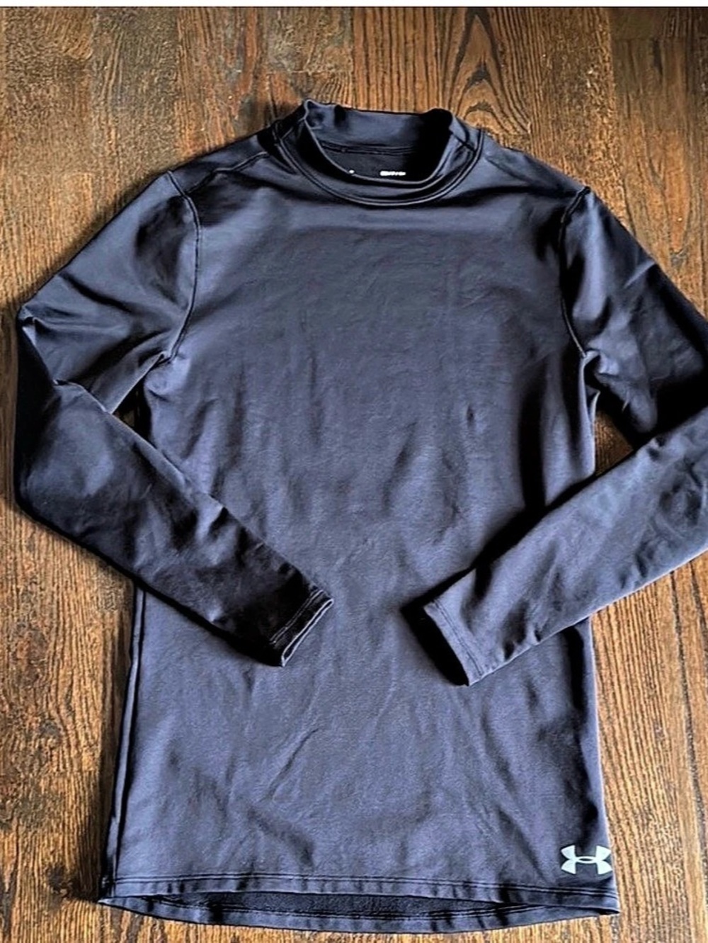 Under Armour Black ColdGear Fitted Mock Neck Long Sleeve Men's Shirt-Small